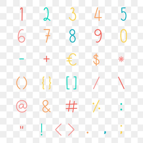 Styled numbers and symbol set | Premium PNG - rawpixel