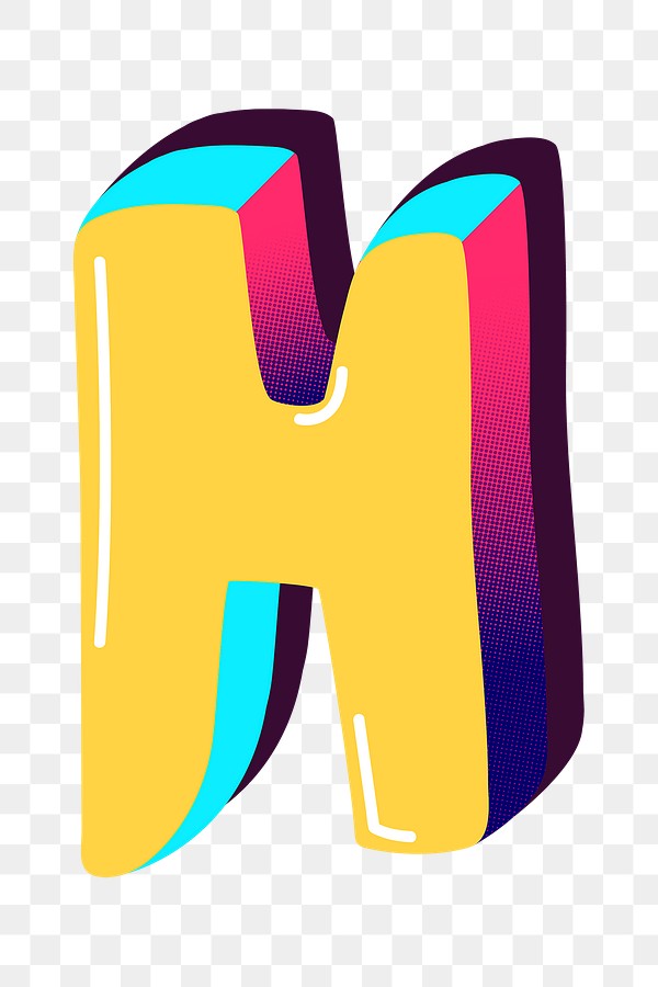 Letter H yellow funky png | Free PNG Sticker - rawpixel