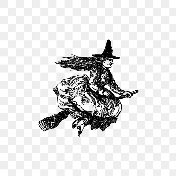 PNG Drawing witch riding broomstick, | Premium PNG Sticker - rawpixel