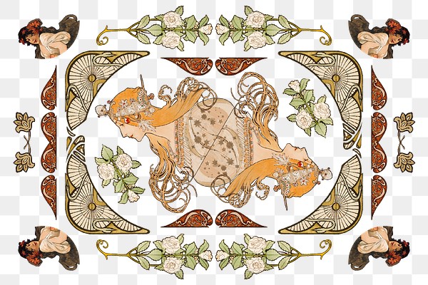 woman and ornament art nouveau png set remixed from the artworks of a royalty free stock transparent png 2703717 download premium png of woman and ornament art nouveau png set remixed