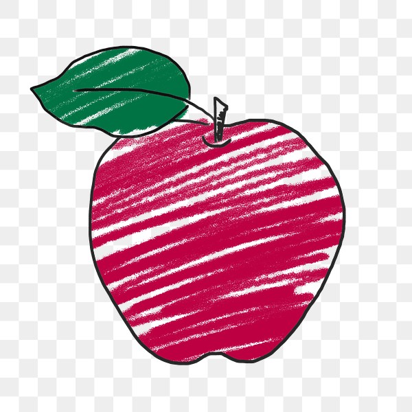 Red apple illustration crayon style | Free PNG Sticker - rawpixel