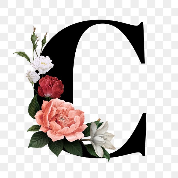 Floral letter C font | Free stock illustration | High Resolution graphic