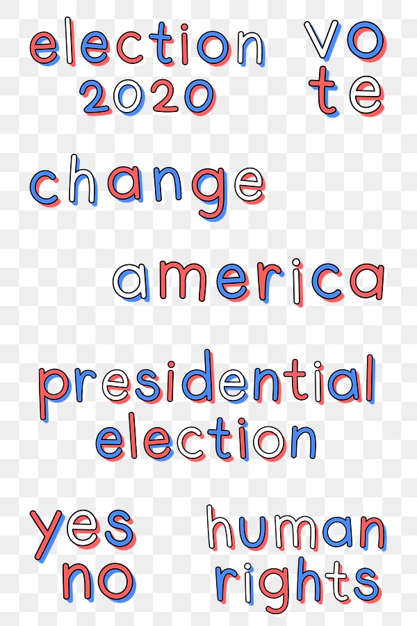 Us Election 2020 Png Text Doodle Typography Set Free Transparent Png 2512491