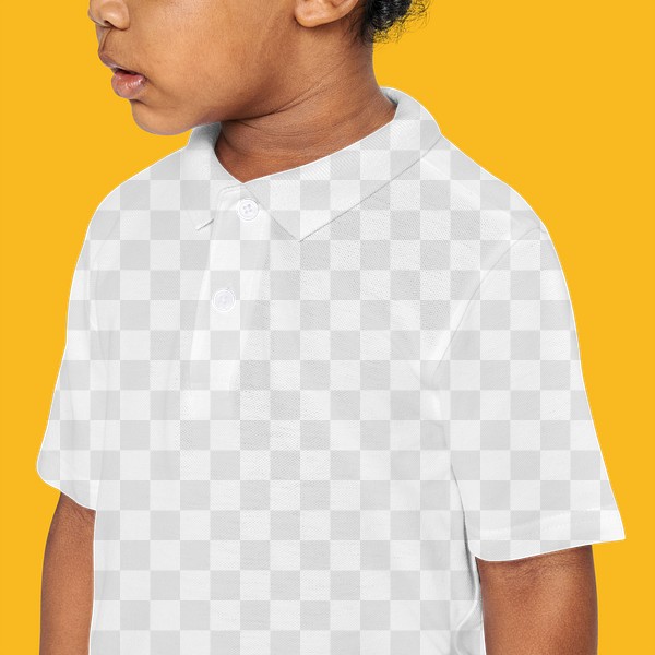 Download Black Boy Wearing Collar T Shirt Png Mockup In Studio Royalty Free Stock Transparent Png 2686217 PSD Mockup Templates