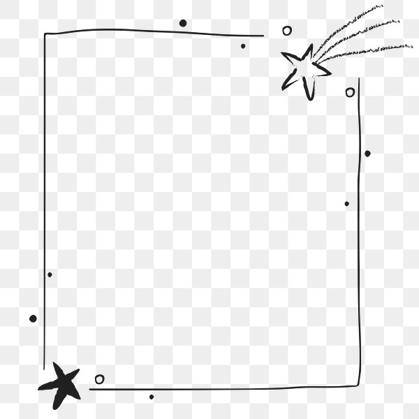 Star decorated minimal line art frame transparent png