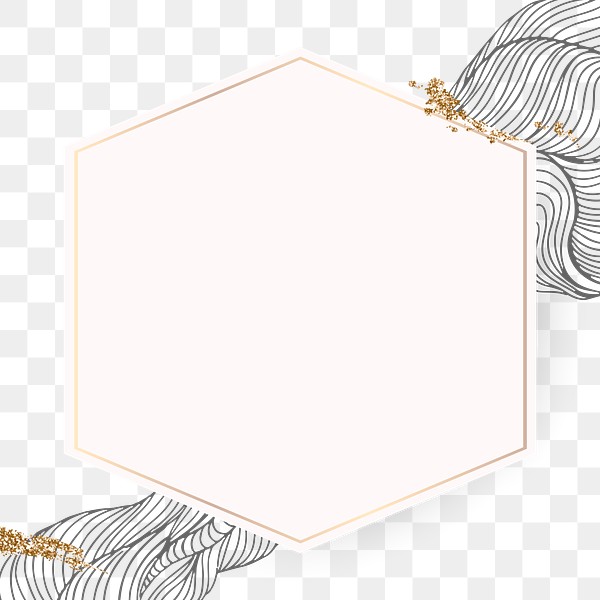 Hexagon abstract line frame png | Free stock illustration | High