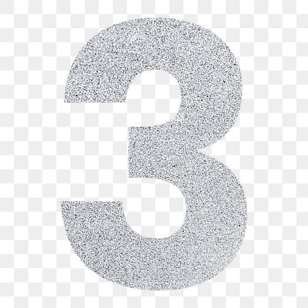 Glitter metallic number 3 typography | Free PNG - rawpixel