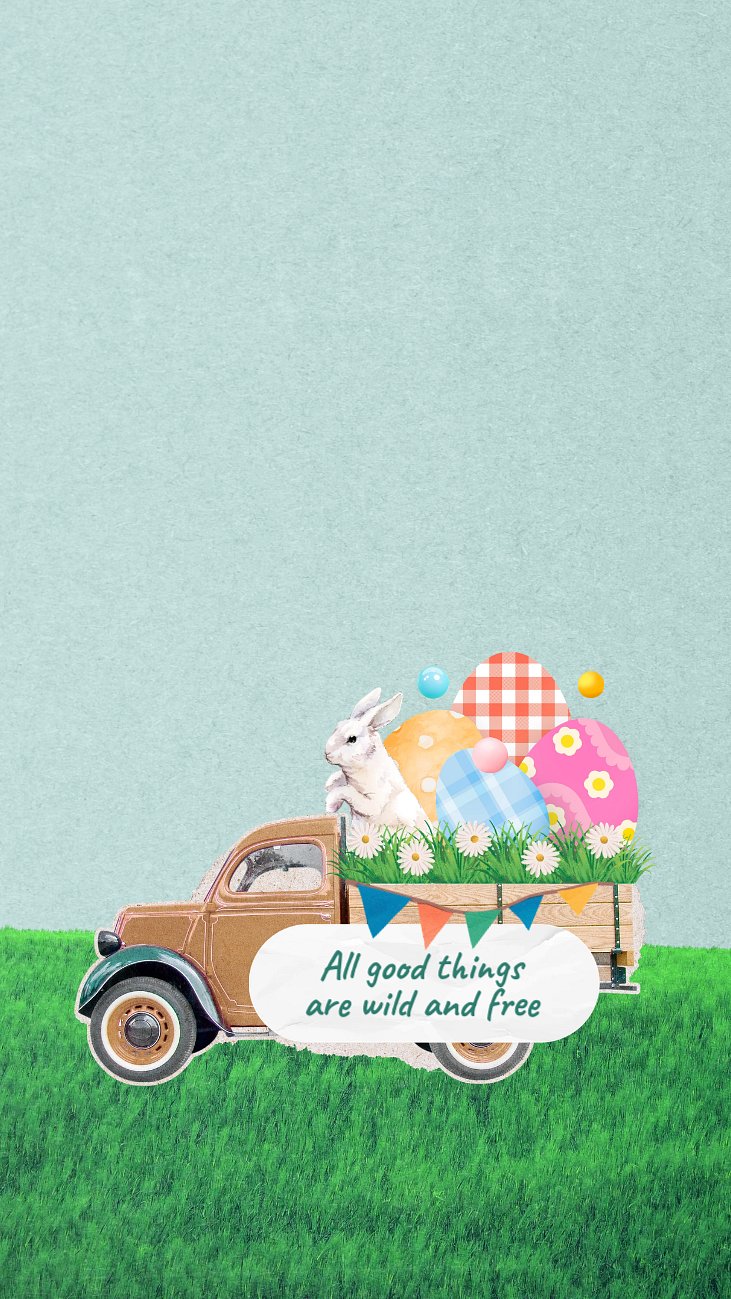 Easter bunny mobile wallpaper template, | Premium Collage Maker - rawpixel