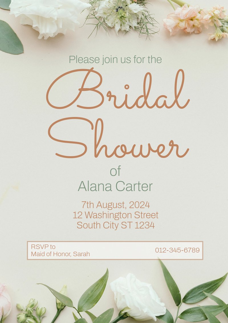 Bridal shower poster template, editable | Premium Editable Template ...