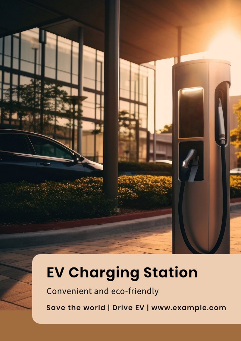 EV charging poster template, editable | Free Editable Template - rawpixel