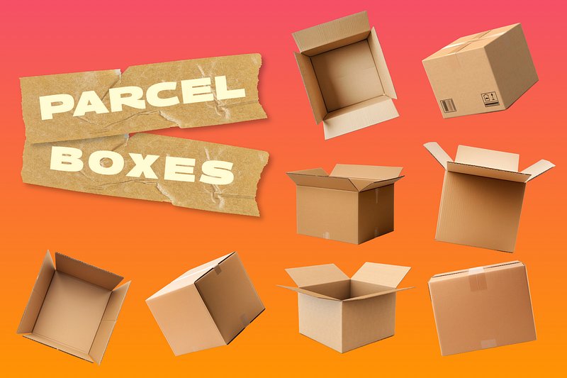 Cardboard parcel box set, editable | Premium Editable Design - rawpixel