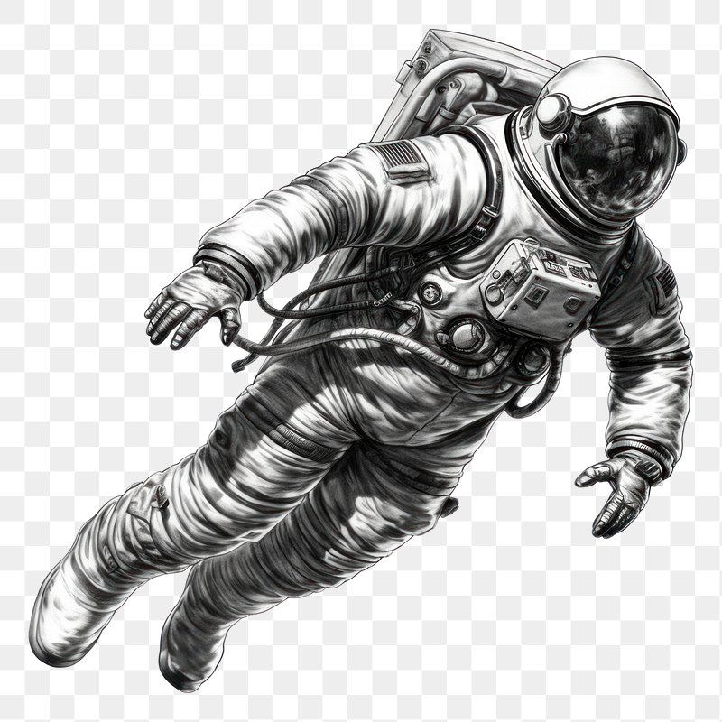 KREA - basic digital drawing in photoshop of simple astronaut