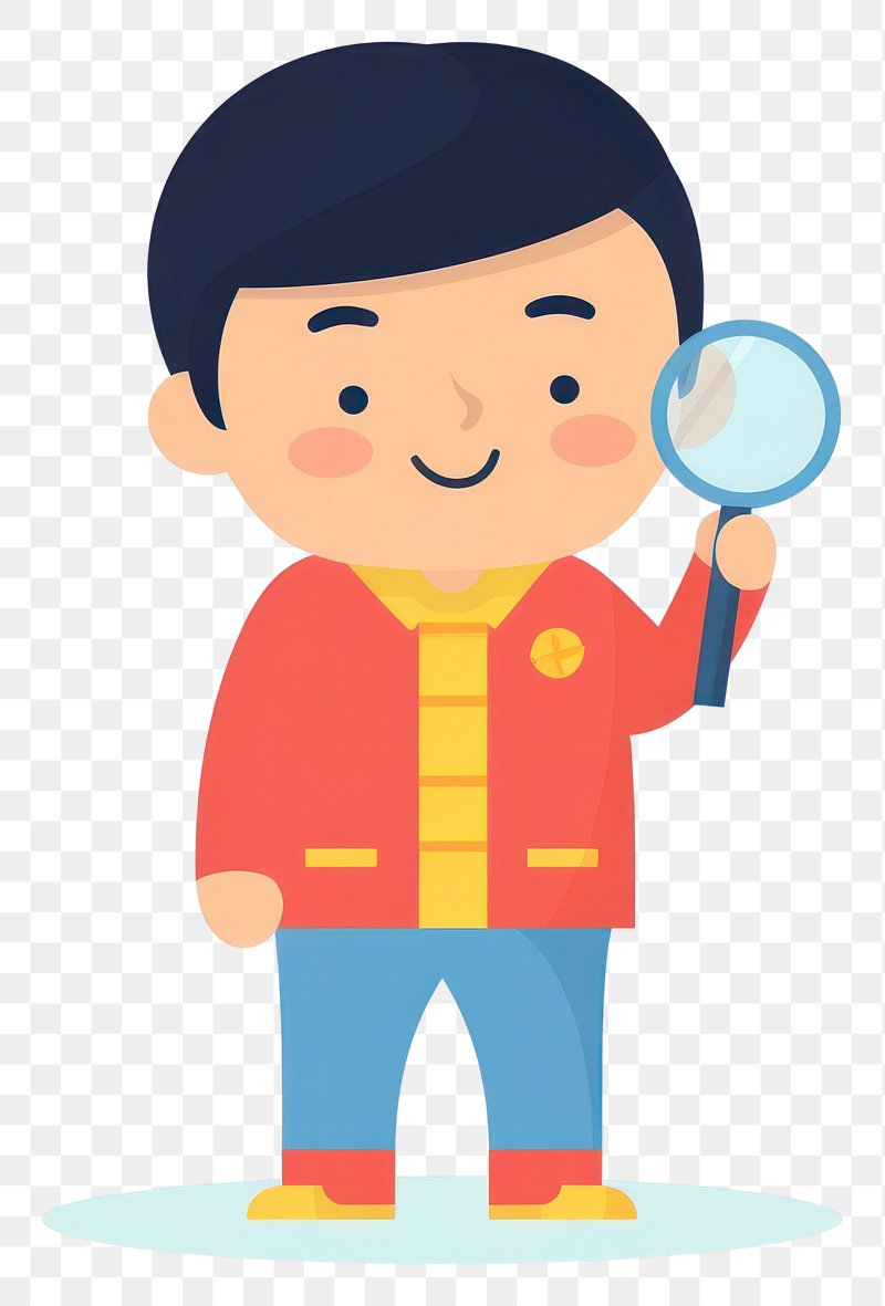 Science Clipart-boy looking in magnifying glass