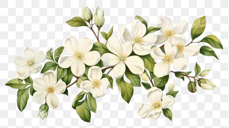 Botanical drawing jasmine flowers