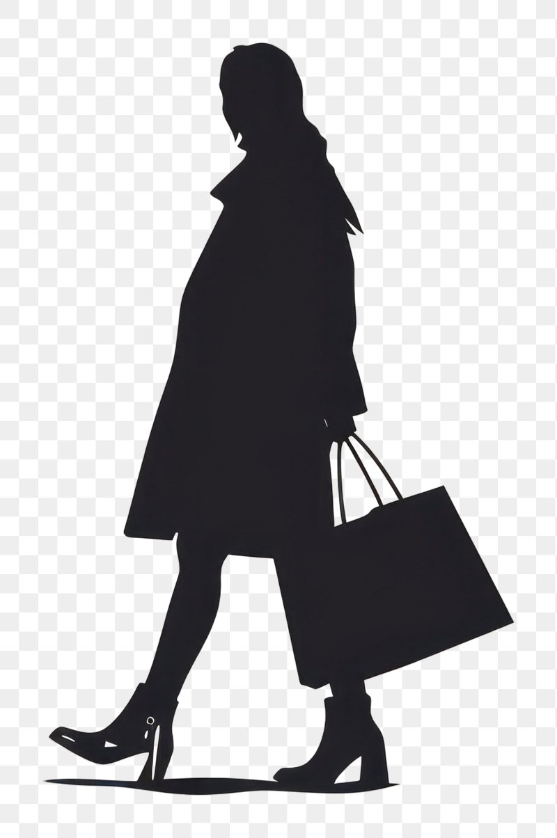 Woman holding shopping bag silhouette Royalty Free Vector