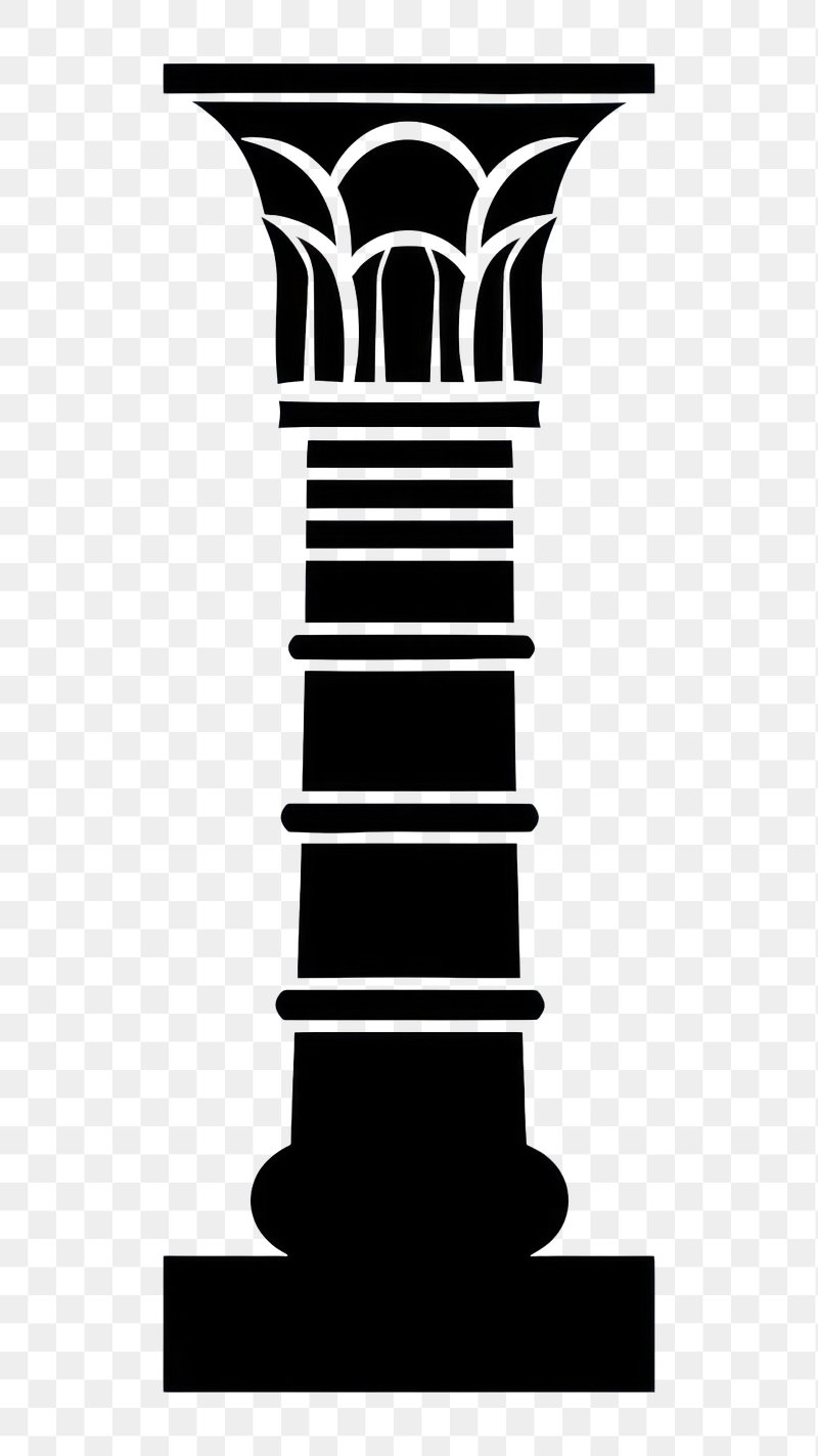 PNG Thick Egypt pillar architecture silhouette column.