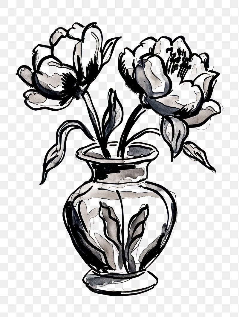 Flower Vase Drawing Images | Free Photos, PNG Stickers, Wallpapers \u0026  Backgrounds - rawpixel, image size:800x1060