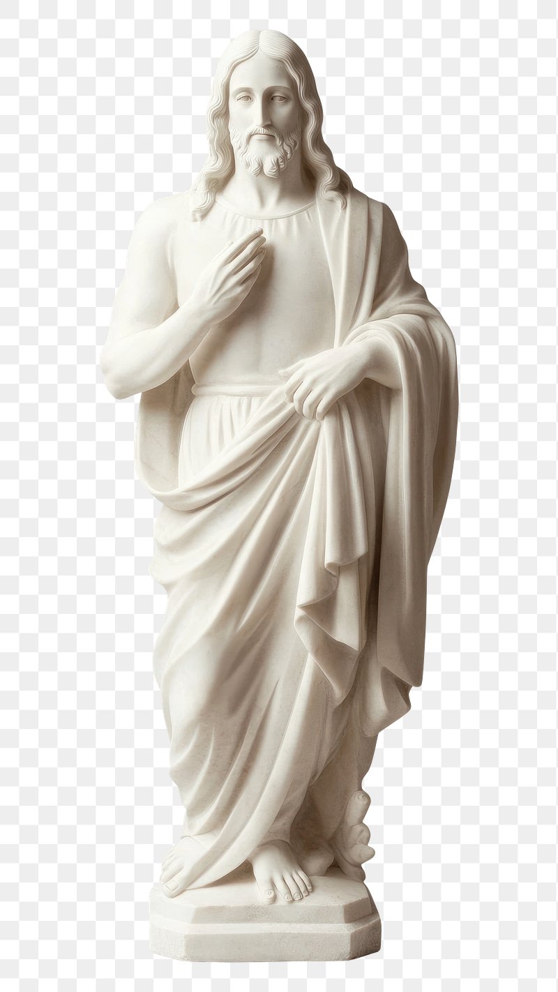 PNG A carved marble stone statue of Jesus Christ sculpture jesus white.