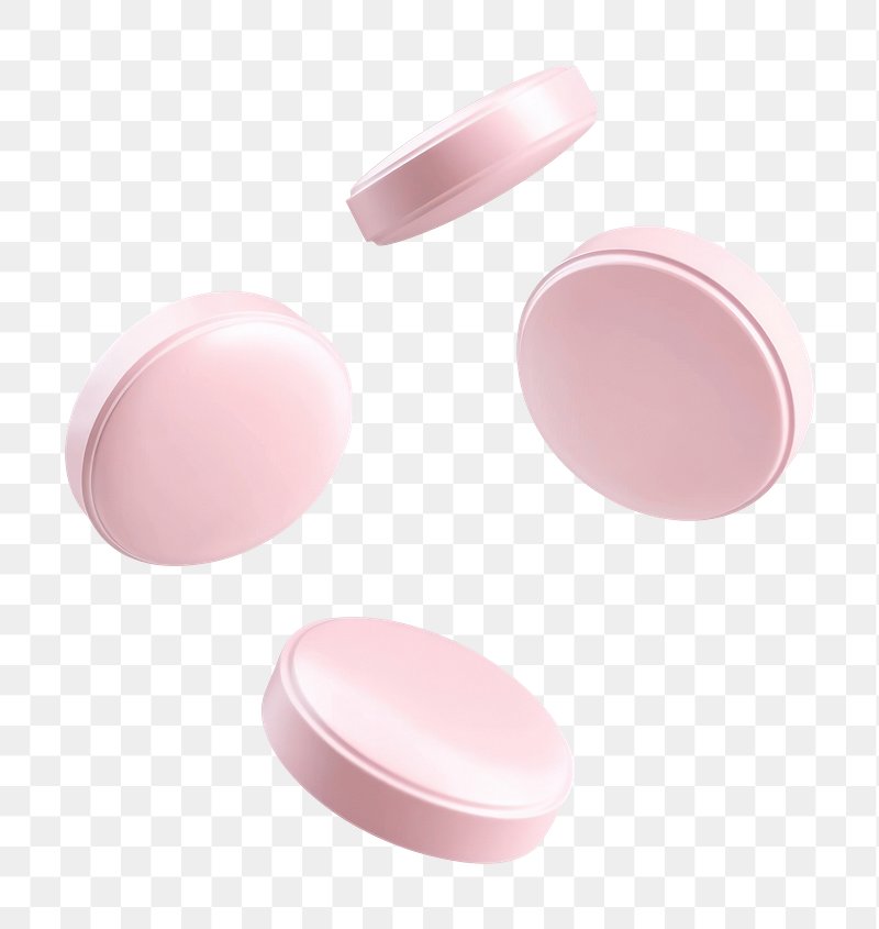 PNG 4 soft pink circle soft gel pills medication minimalist containers.