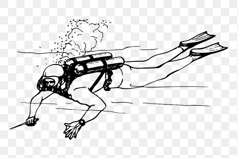 dive clipart black and white