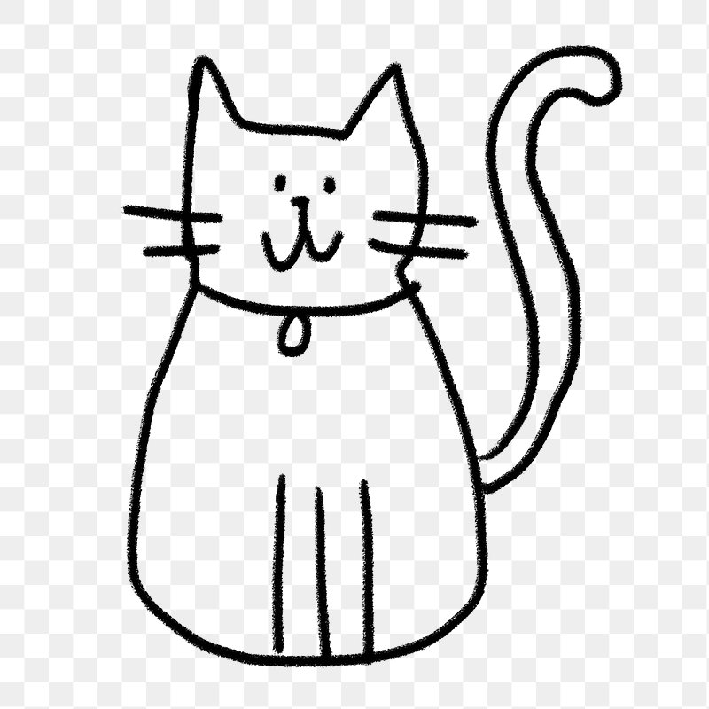 Cute cat black icon illustration PNG, with transparent background