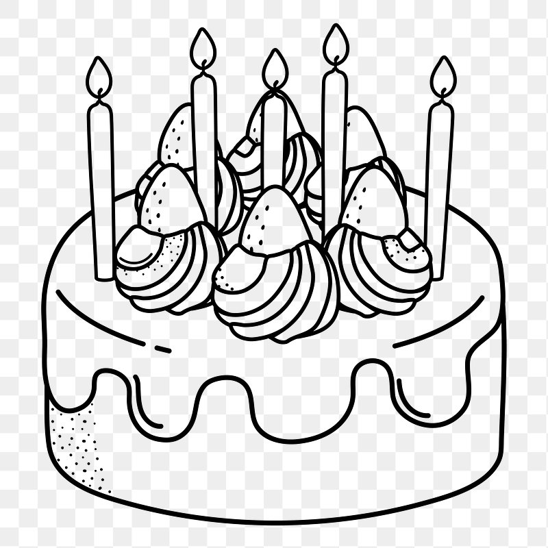 birthday cake clip art black and white