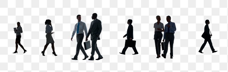 business people walking silhouette