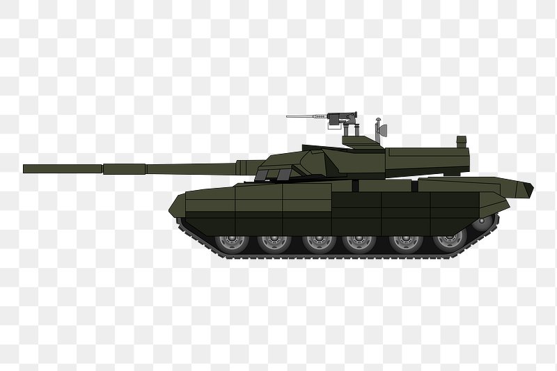 Premium PSD  Battle tank side view isolated on transparent