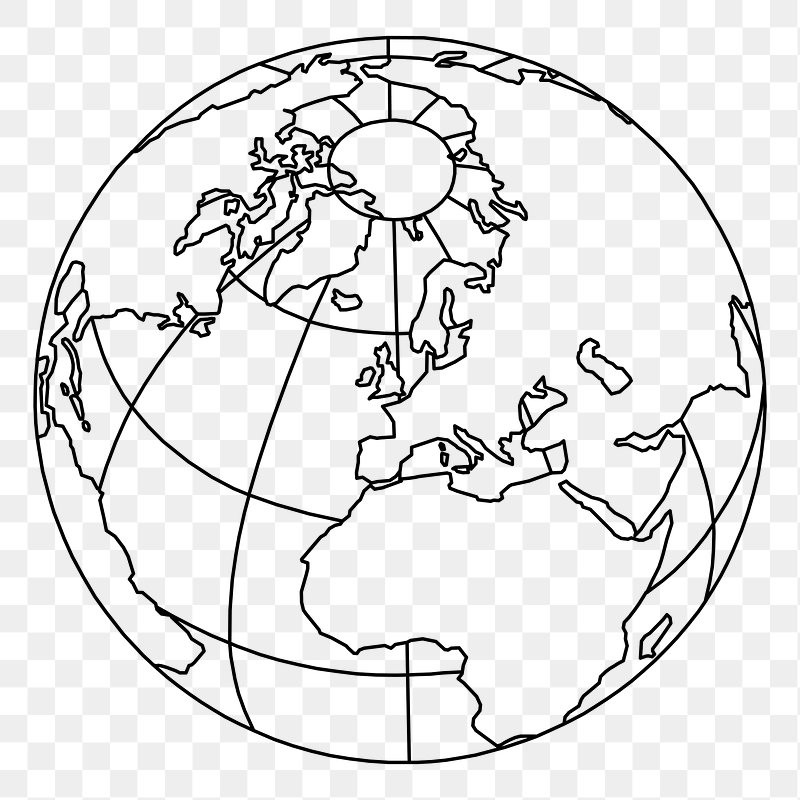 world globe black and white clipart