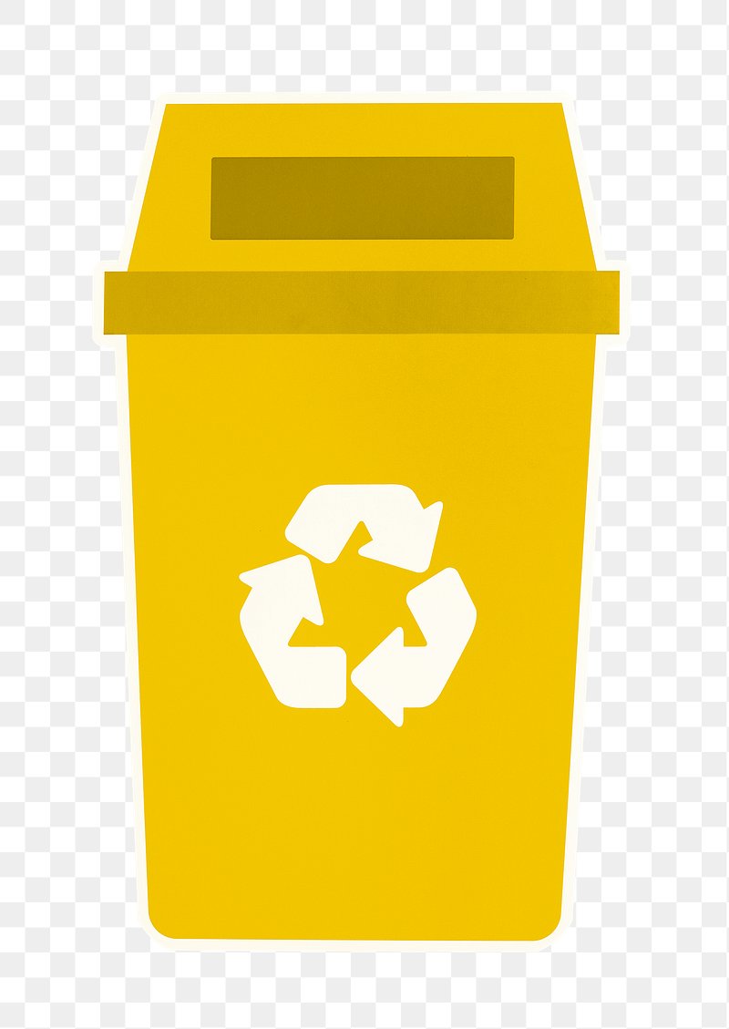 Bin, Recycle plastic yellow wheelie bin for waste isolated on white  background, Yellow bin with recycle waste symbol, Front view of recycle  wheelie bin yellow color for garbage waste Stock Vector