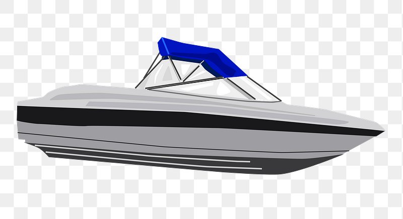 White Speedboat Cartoon Illustration PNG Images