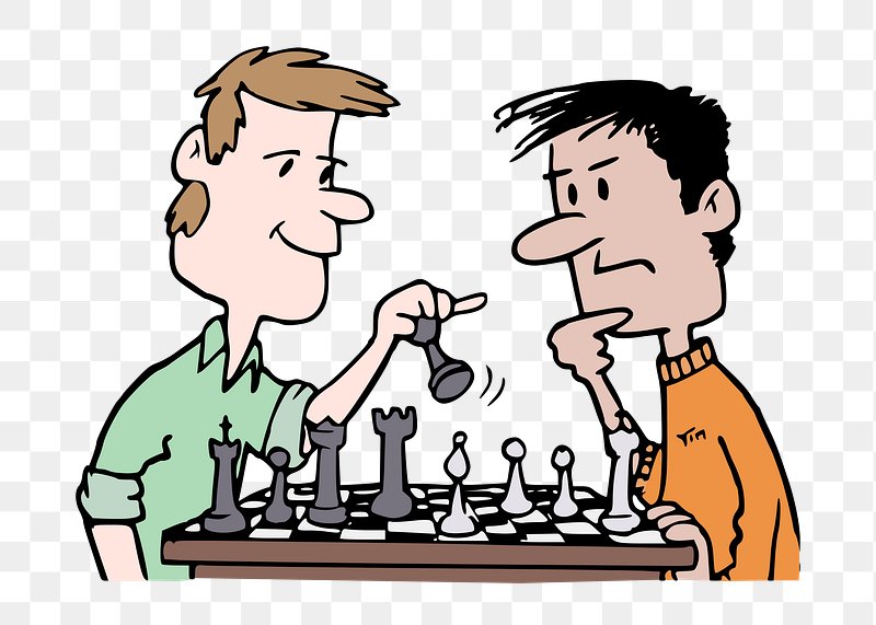 Chess players two man sitting and playing Vector Image