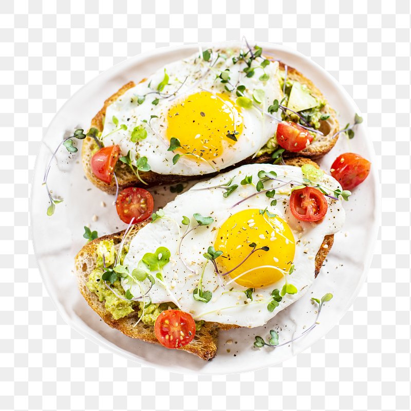 Plate with fried eggs and bacon isolated on transparent background PNG -  Similar PNG