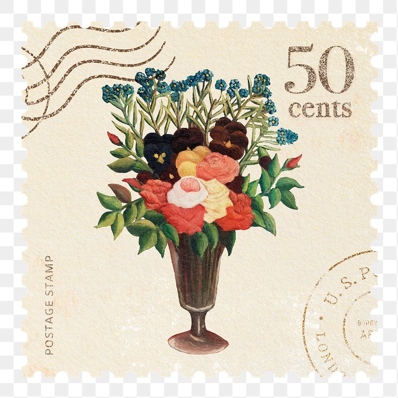 Postage Stamps Vintage Flowers Stickers Graphic by Summer Digital