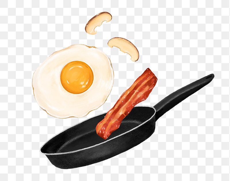 Plate with fried eggs and bacon isolated on transparent background PNG -  Similar PNG