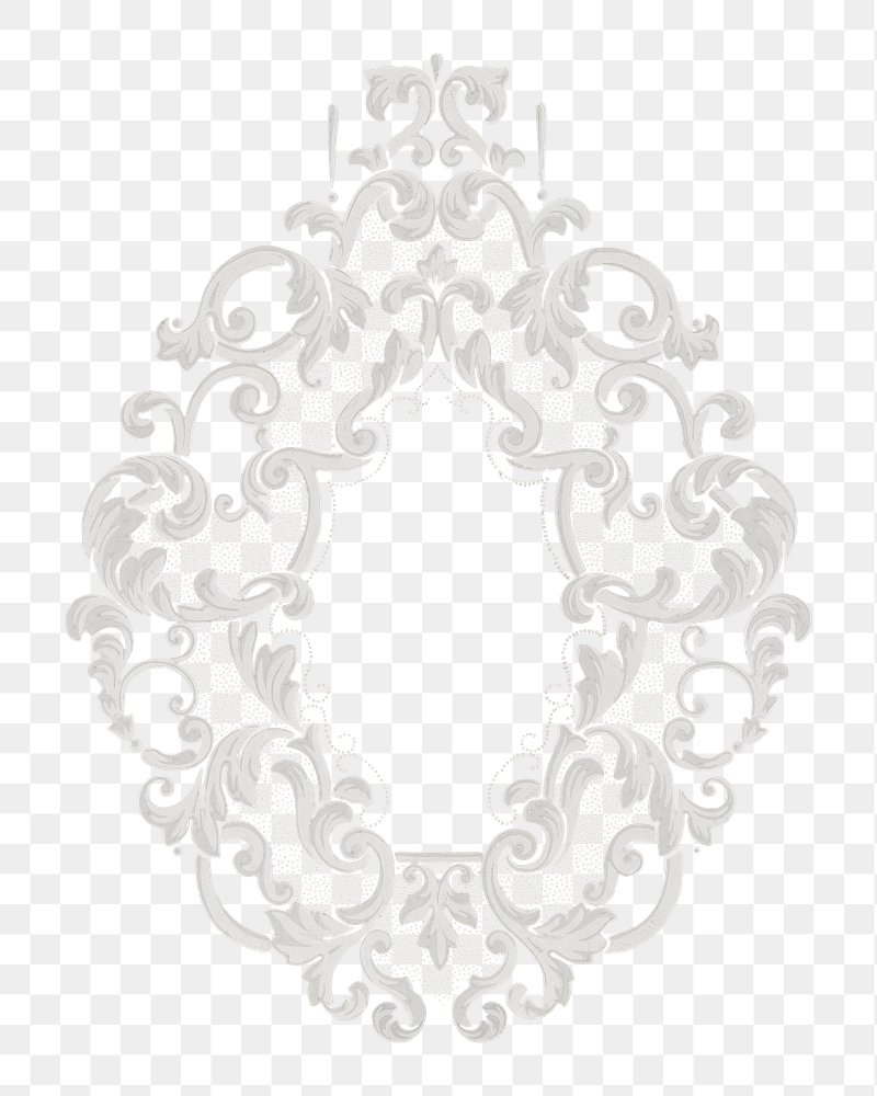 White seamless lace pattern with rose on transparent background