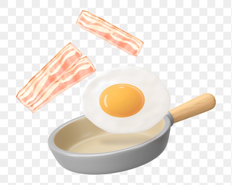 Plate with fried eggs and bacon isolated on transparent background PNG -  Similar PNG