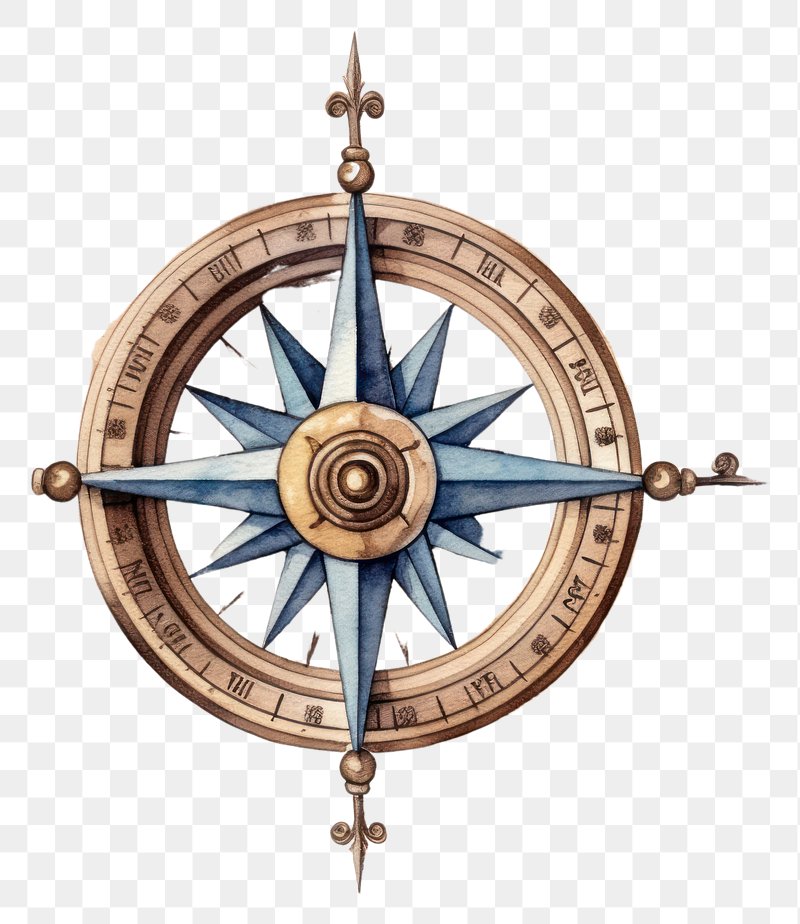 Classic round compass vector without background as symbol of
