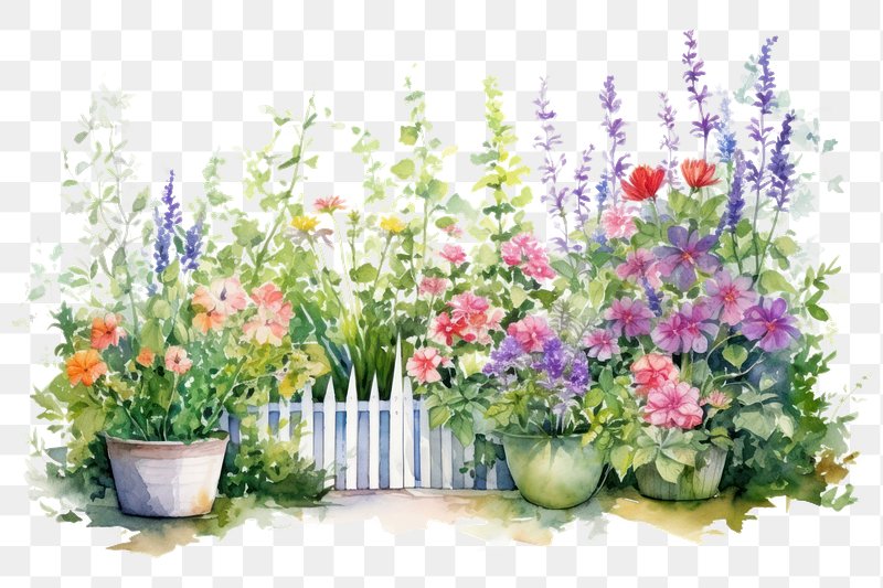 Watercolor Garden png download - 639*1024 - Free Transparent