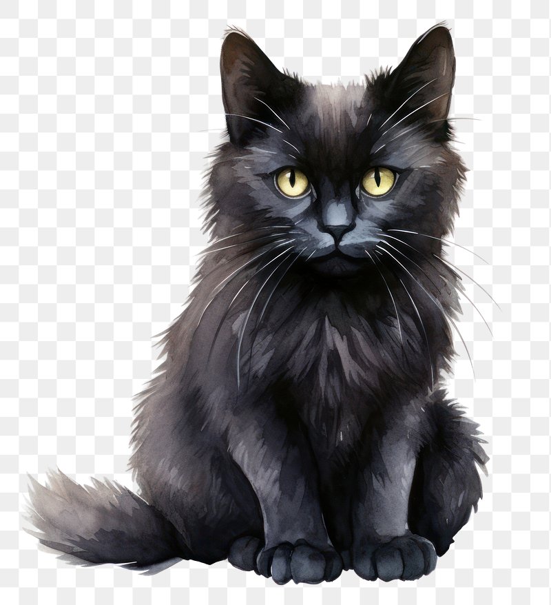 Black Cat Kitten Drawing - Black Cat Vector Png, Transparent Png ,  Transparent Png Image - PNGitem