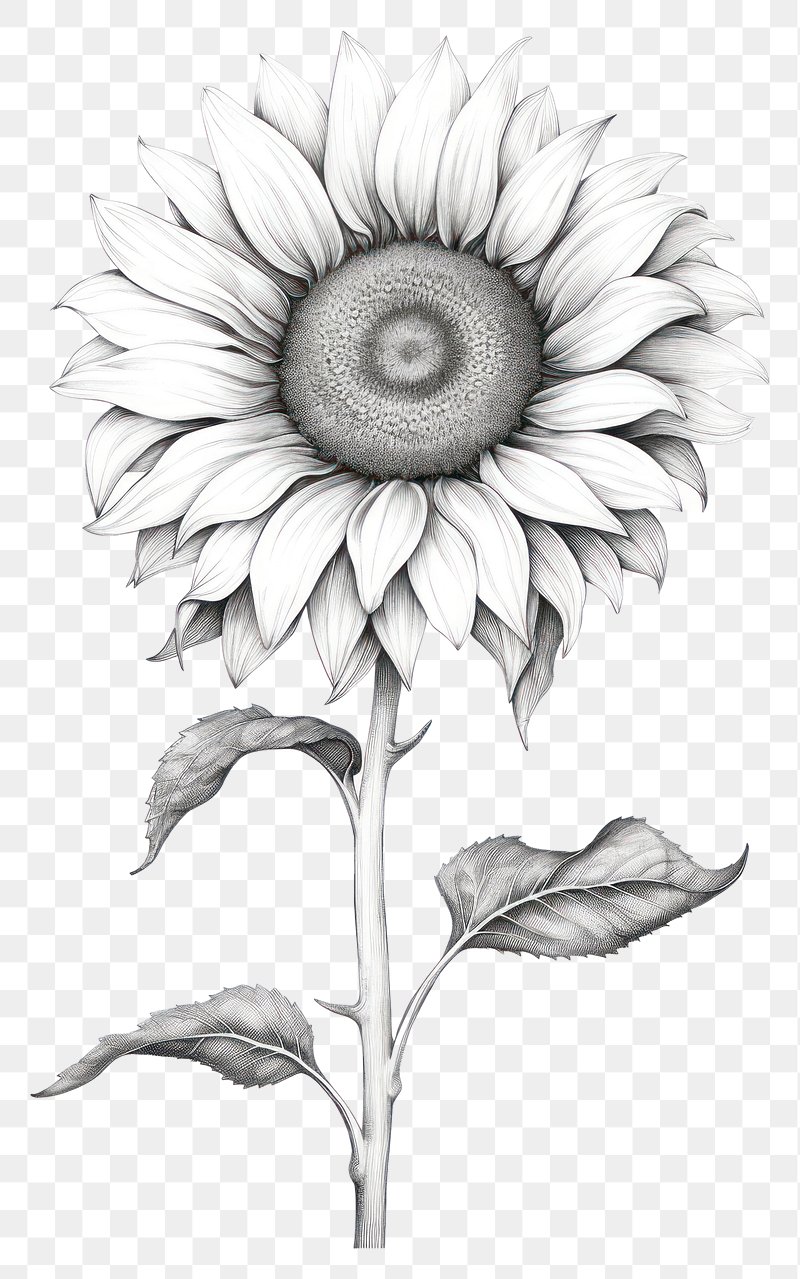 Cute Sunflower outline. Minimalist contour drawing. Coloring Page 23270322  Vector Art at Vecteezy