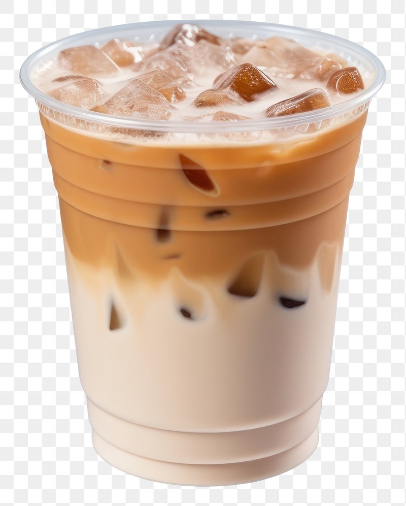 Premium Photo  Ice latte coffee in plastic glass on the white