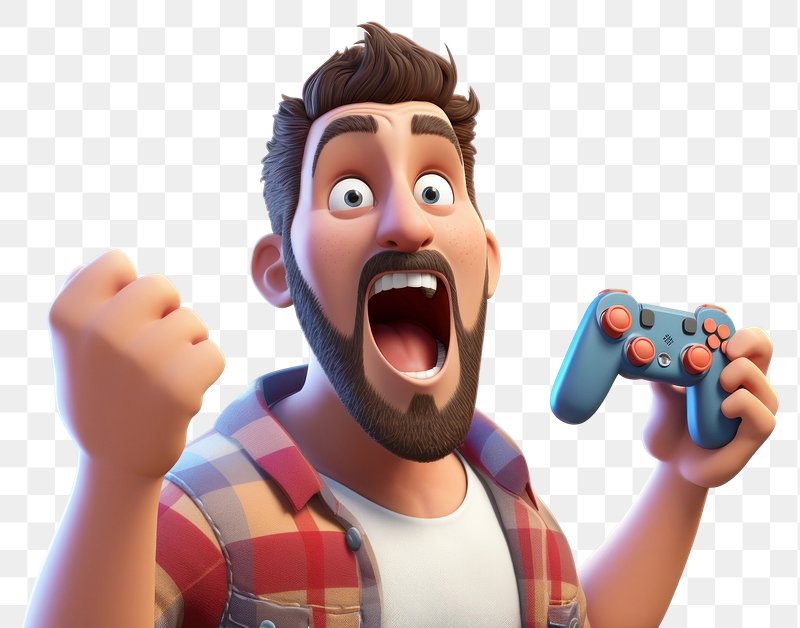 person playing video games cartoon