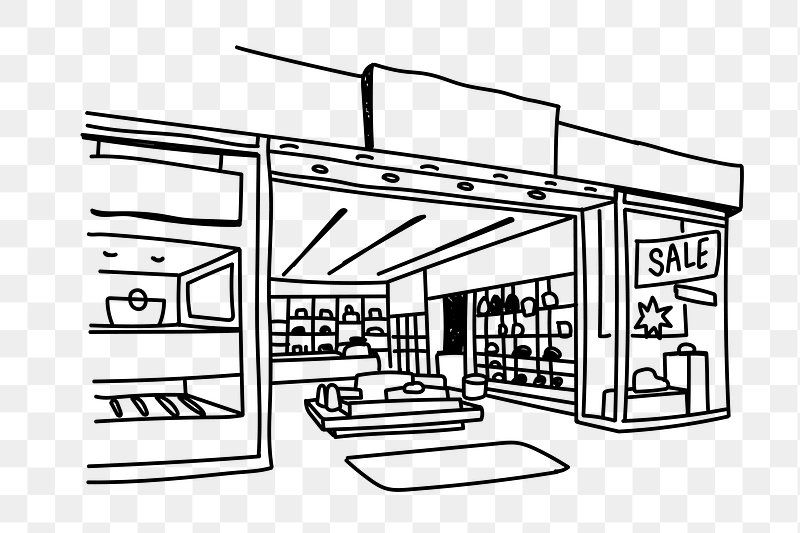 mall clipart black and white