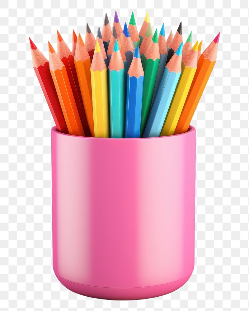 Premium PSD  Brown pencil case with colored pencils