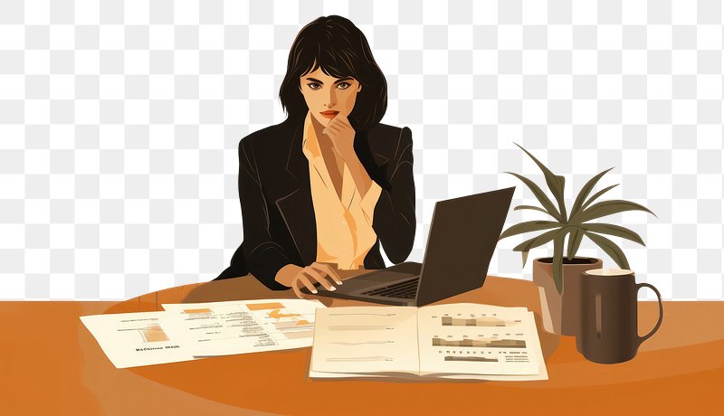 businesswoman desk clipart