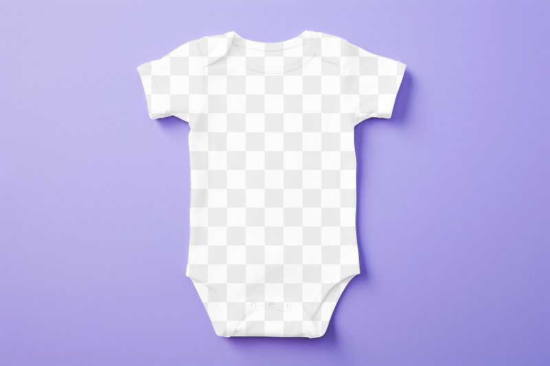 PNG baby bodysuit mockup with transparent background