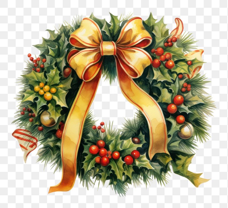 PNG Christmas wreath, watercolor element, | Premium PNG - rawpixel
