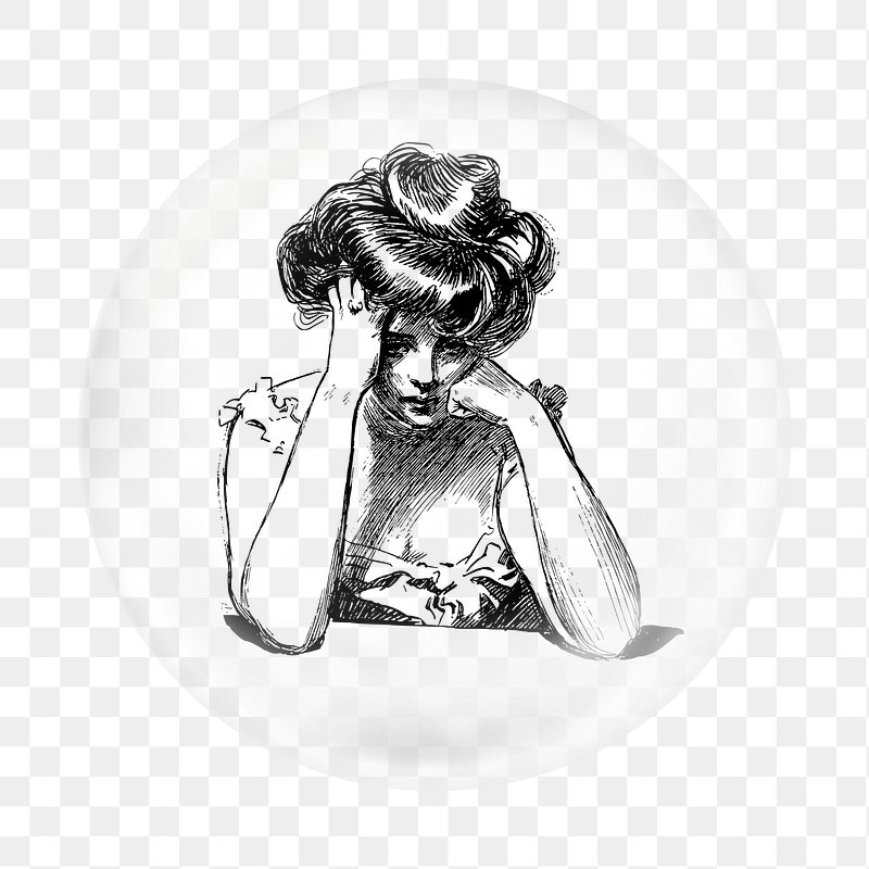 sad woman black and white drawing