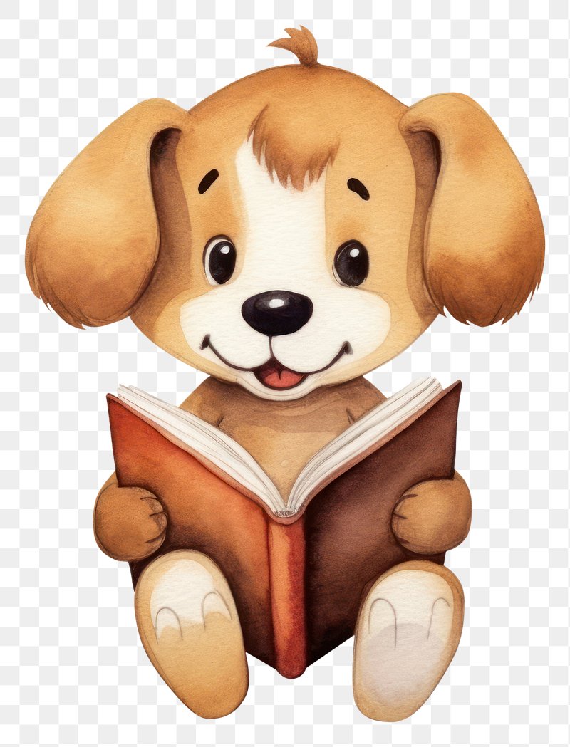 puppy reading clipart